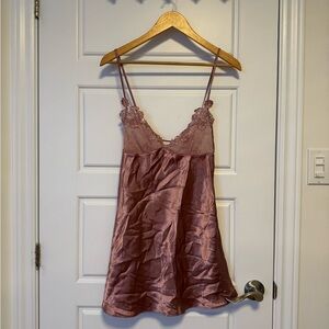 In Bloom by Jonquil pink satin lace slip dress